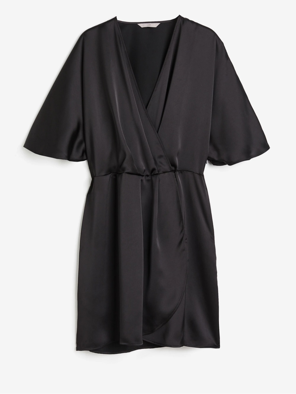 H&M Black Satin Wrap Mini Dress